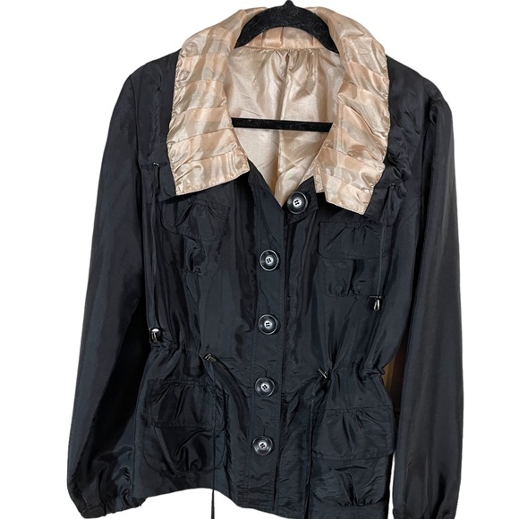 UBU Reversible Jacket Black to Champagne Size Large Drawstring Waist & Pockets - Picture 9 of 10